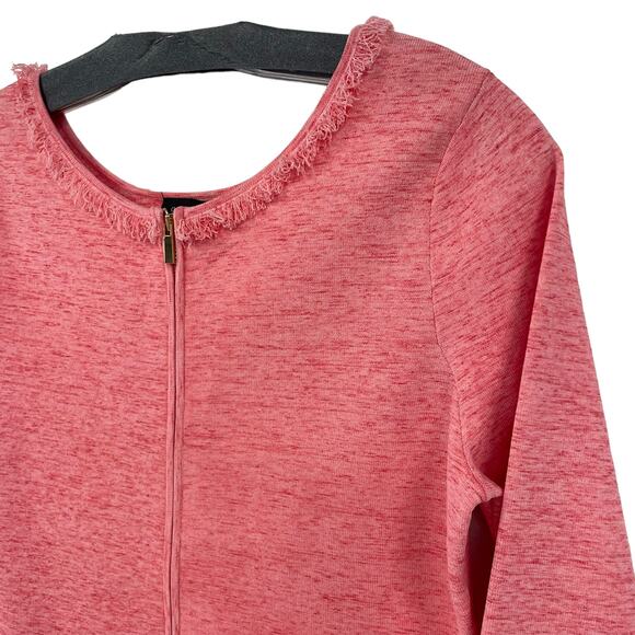 Carlisle Collection Peplum Hem Fringe Trim Pink Zip Up Front Jacket Small - Picture 4 of 7